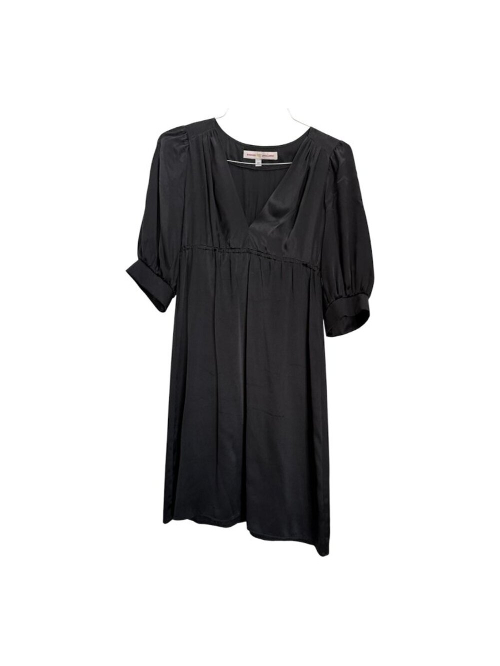 Amanda Uprichard Mini Dress 100% Silk Black Medium Short sleeve V Neck Stretch W